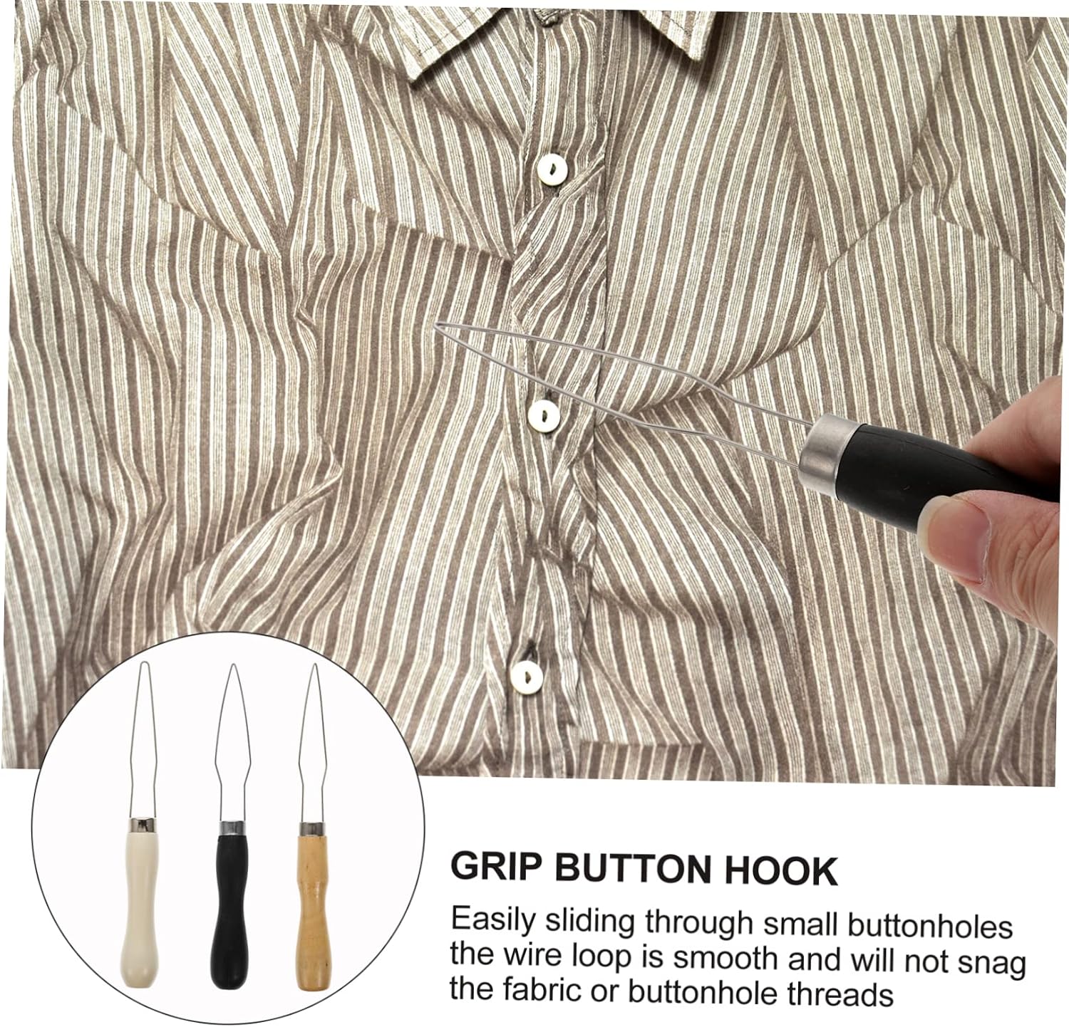 3pcs Button Hook Assist Device Quick Button Fastener Tool for Easy Dressing for Dexterity Seniors Smooth Operation for Shirts Zippers