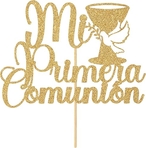 Miniatura 7 de Mi Primera - Decoración para tartas de comunión, decoración de pastel de primer bautismo de bebé español, primera comuniónDios bendigasuministros de