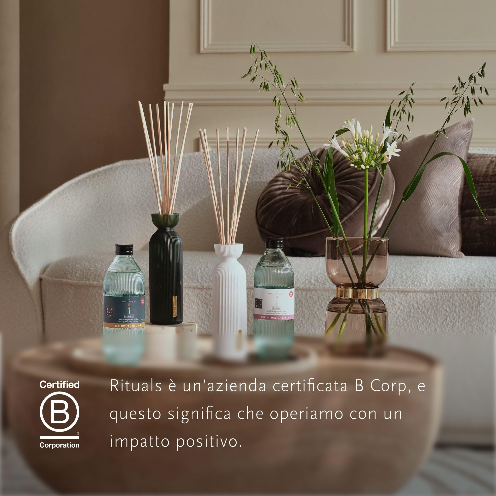 RITUALS Difusor de Barritas 1x Repuesto The Ritual of Hammam - Recarga Doble – Barritas Aromáticas con Eucalipto y Romero - Fragancia Purificante para el Hogar - 1x 500ml
