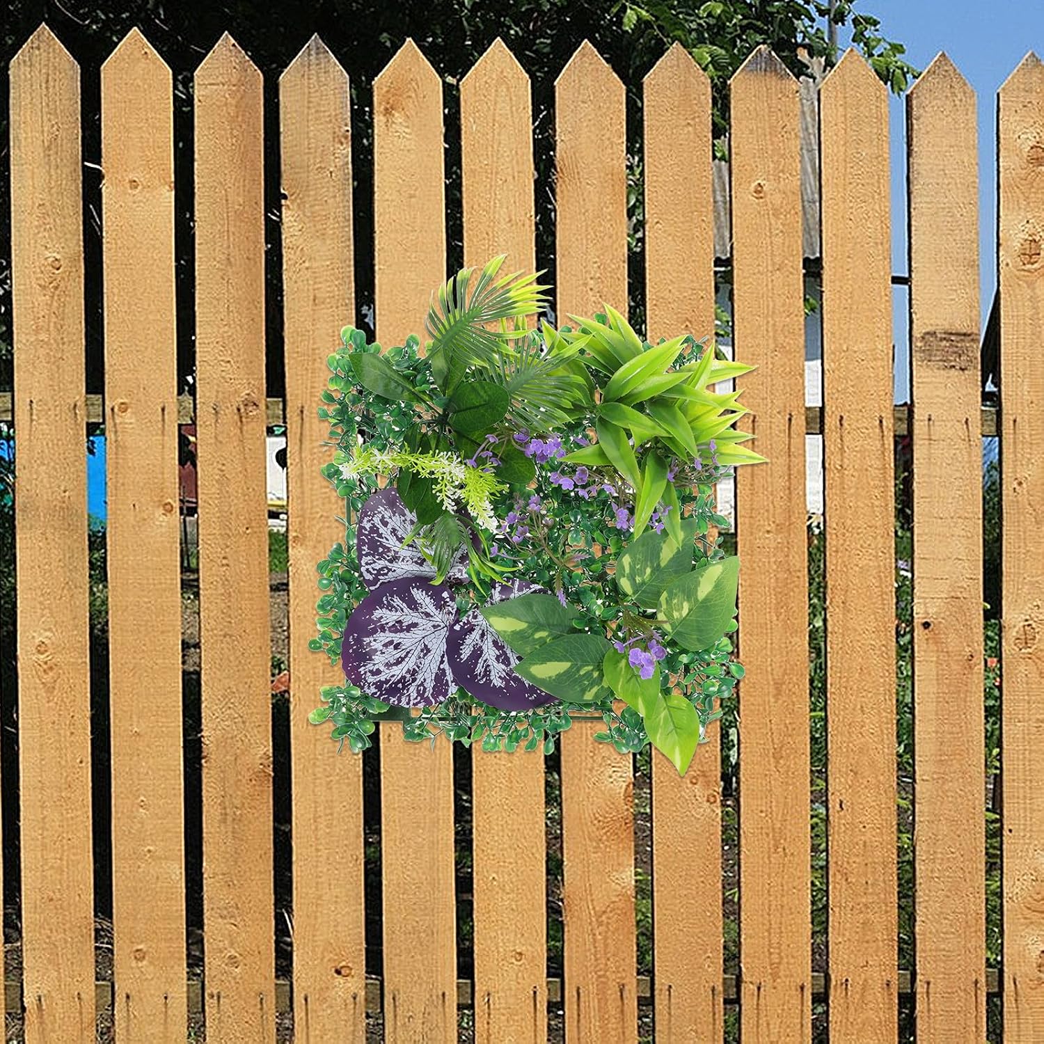 Holibanna Artificial Grass Wall Panels with Interlocking Design, Plastic Faux Green Wall Decor for Garden and Patio Fence Decorations, Realistic Turf Backdrop for Indoor and Outdoor Spaces
