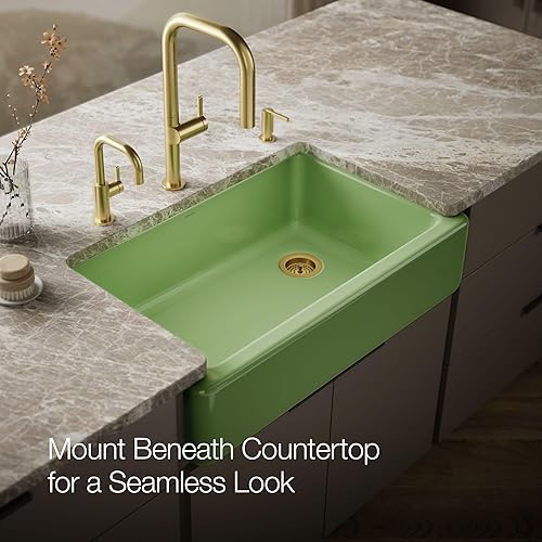 Vista 306 de Kohler Fregadero de la granja Kohler Whitehaven, Frente al delantal altos, K-6489-0, Blanco