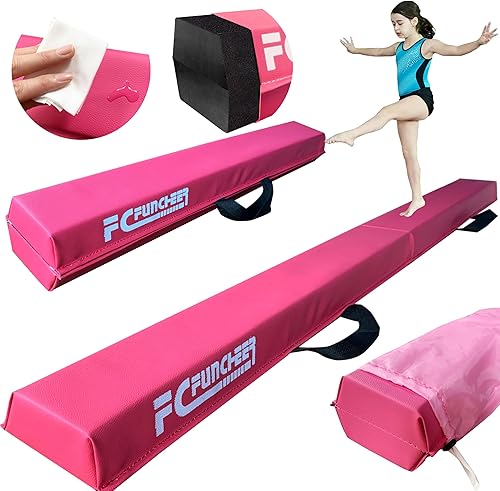 Viga de equilibrio plegable de 69 pies, haz de gimnasia para piso, equipo de gimnasio en casa, parte inferior antideslizante con funda de gamuza