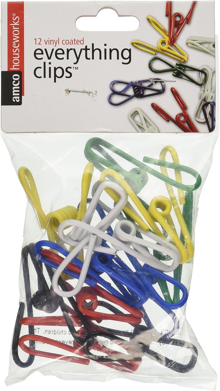 Amco Houseworks Multi-purpose Colorful Metal Clips Holders, 12 Pack, Multicolored (Discontinued by Manufacturer)