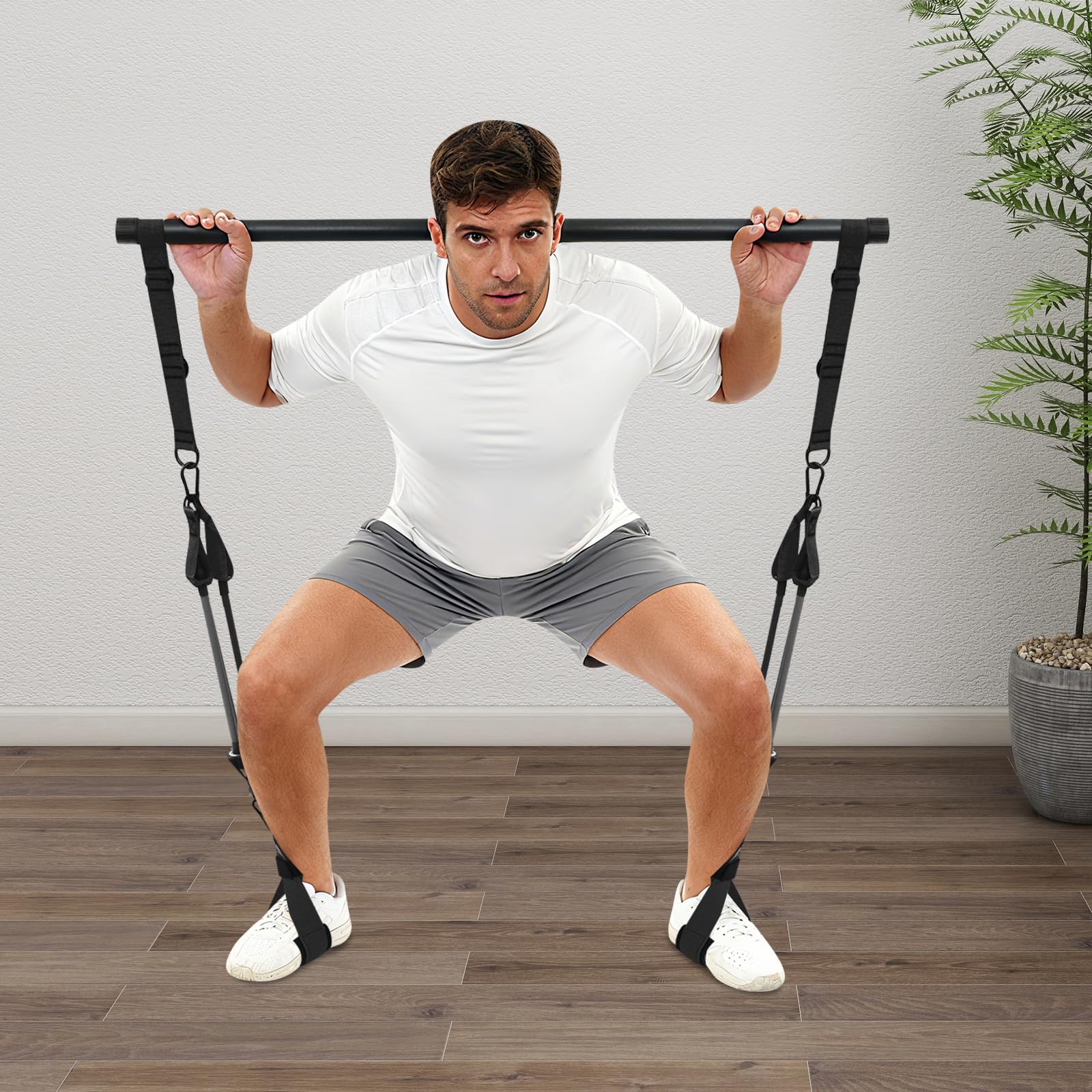 Przenośny zestaw taśm fitness z 6 taśmami do ćwiczeń siłowych, wielofunkcyjny zestaw fitness z prętami do pilatesu, opaską do drzwi, uchwytami do ćwiczeń, domowym urządzeniem fitness do funkcjonalnego
