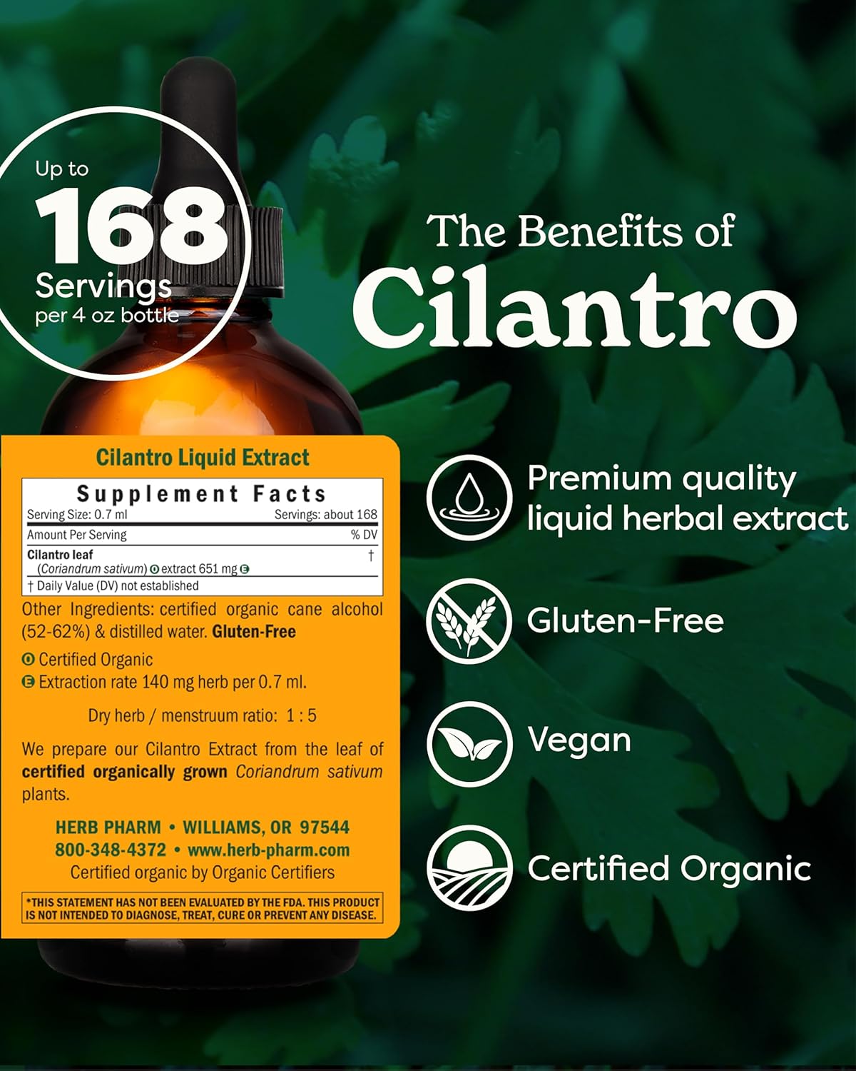 Herb Pharm Certified Organic Cilantro Liquid Extract for Cleansing and Detoxification Support - 4 Ounce - Image 2