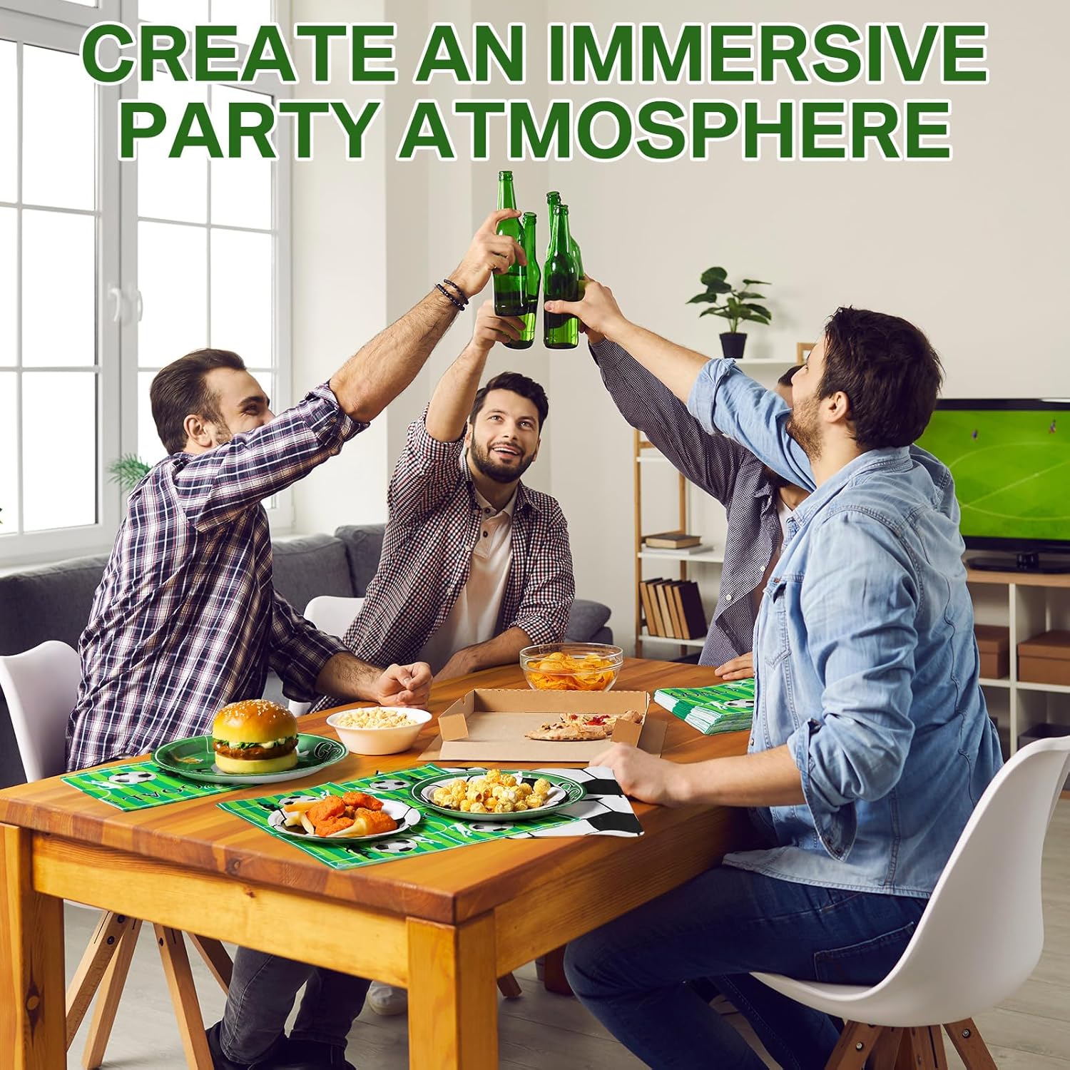 180 Pcs Soccer Party Plates and Napkins 7'' and 9'' Soccer Decorations Football Paper Disposable Football Party Supplies Tableware Set for Sports Birthday Serve 60 - Image 5