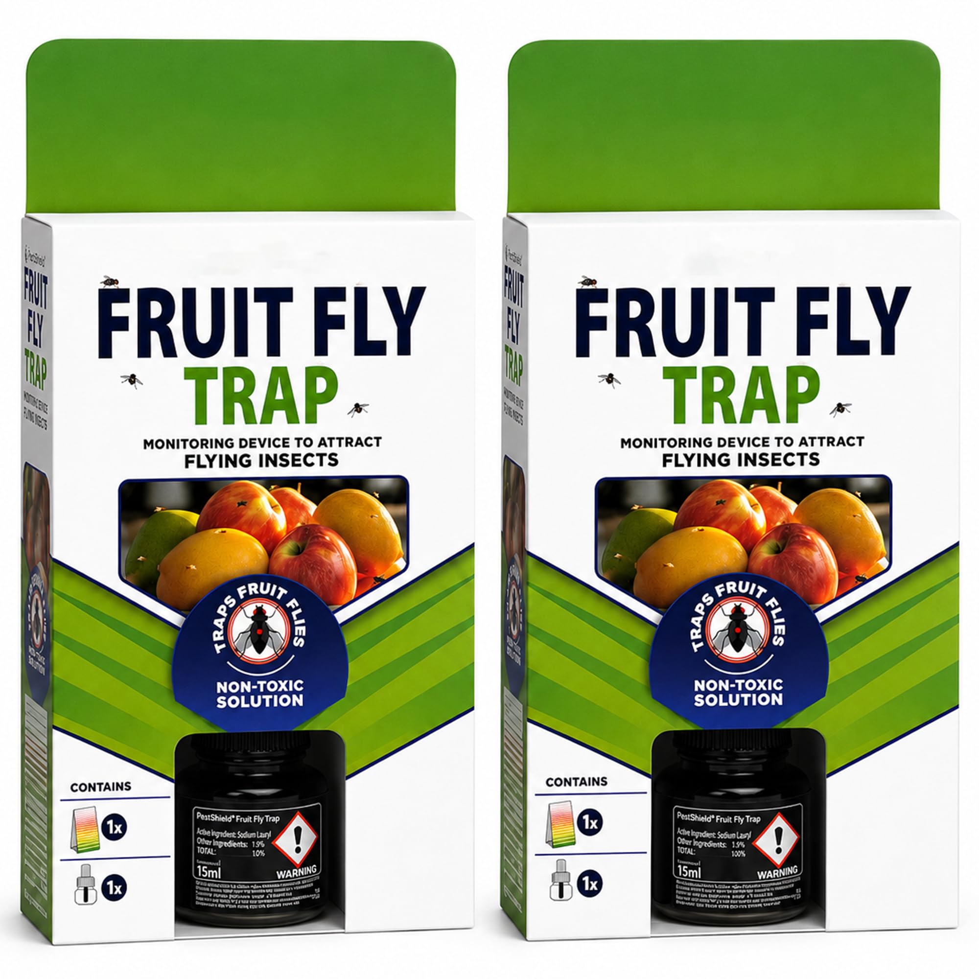 Fruit Fly Catcher 2 Pack – Indoor Fruit Fly Traps for Kitchen, Home & Bin Areas | Non-Mess Flying Insect Trap for Fruit Flies, Gnats & Small Flying Insects