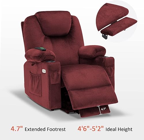 Miniatura 82 de MCombo Silla reclinable pequeña para ancianos, silla elevadora eléctrica pequeña con calor y masaje para personas mayores, portavasos, puertos USB y