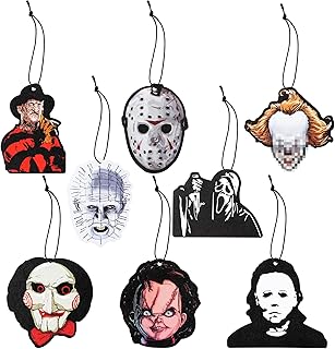 8 Pcs Horror Classic Movie Character Car Air Fresheners Gifts Halloween Incense Chips Scented Car Diffuser Hanging Ornamen...