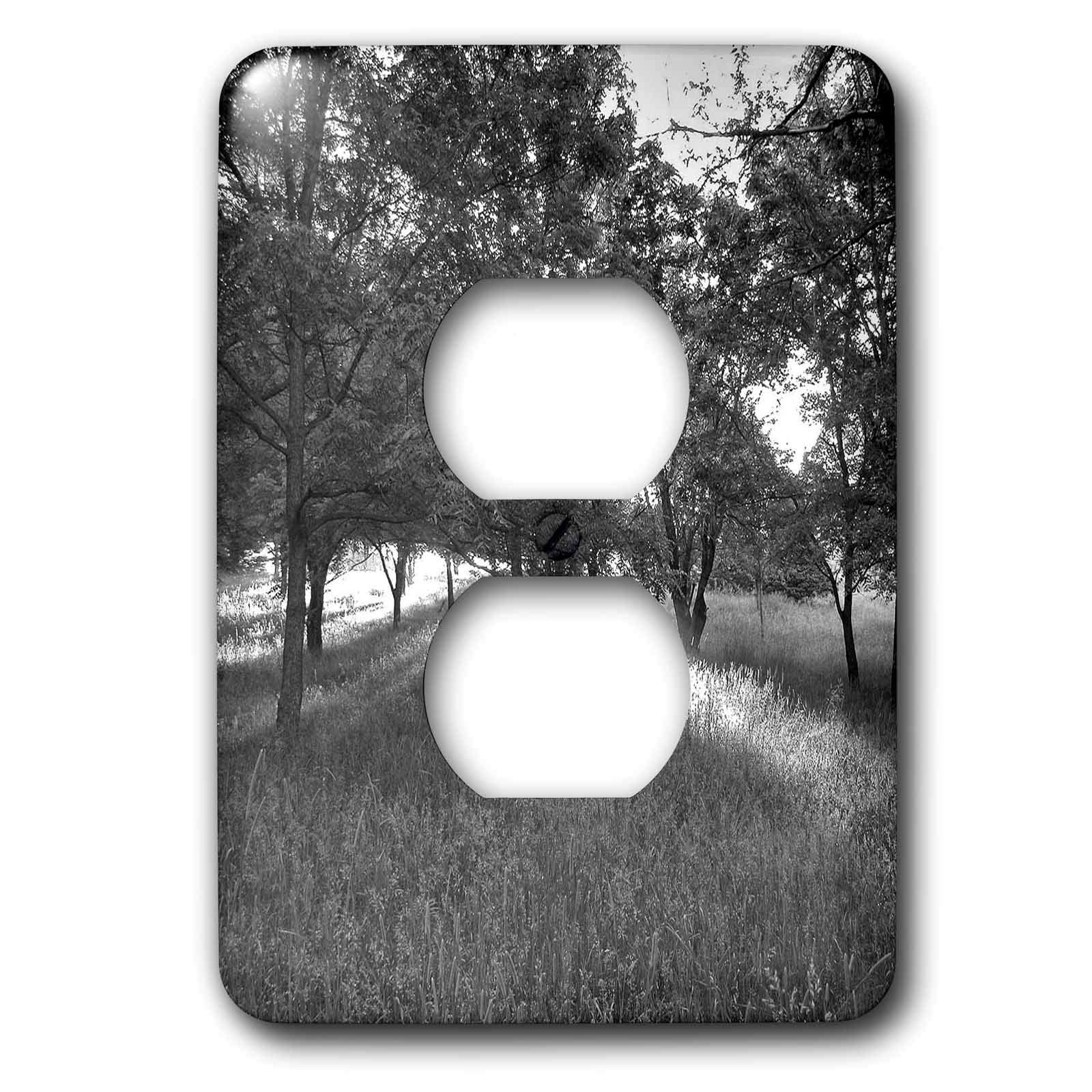 Cache-prise rayons du soleil à travers les arbres deco noir et blanc pour interrupteur lsp_32925_6