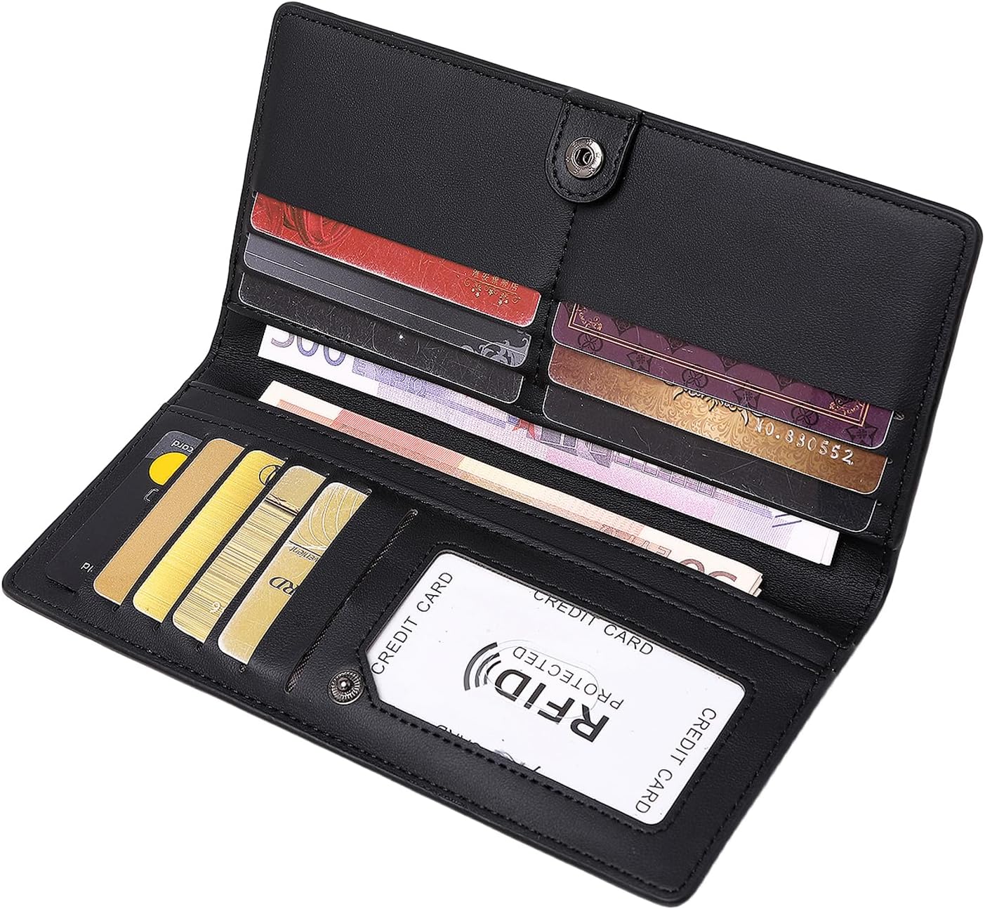 Wallets for Women Slim Thin Soft Leather RFID Blocking Credit Card Holder Bifold Long Ladies Wallet Clutch