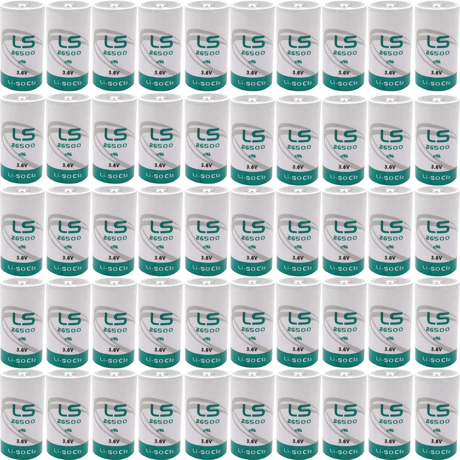 50 PCS LS26500 Battery 3.6V C Size Lithium Thionyl Chloride Battery
