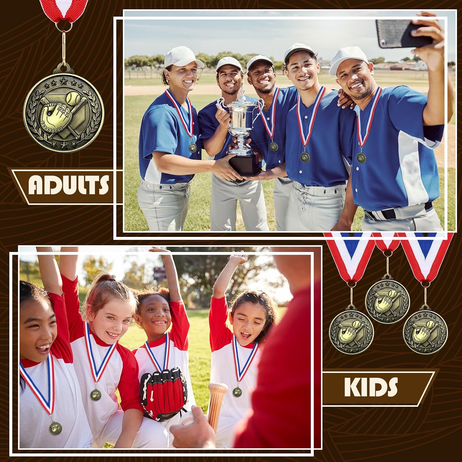 Misdary 12 Pack Medals with Neck Ribbons Team Participation Trophies for Kids Sports Awards Party Favors for Sports Competitions Celebration Gift