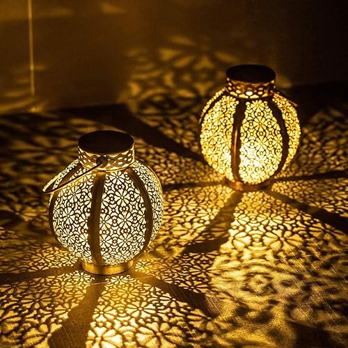 Farol solar para exteriores, dorado, luz de jardín, impermeable, LED, 7.09 x 3.94 x 10.63 pulgadas, 1.2 libras