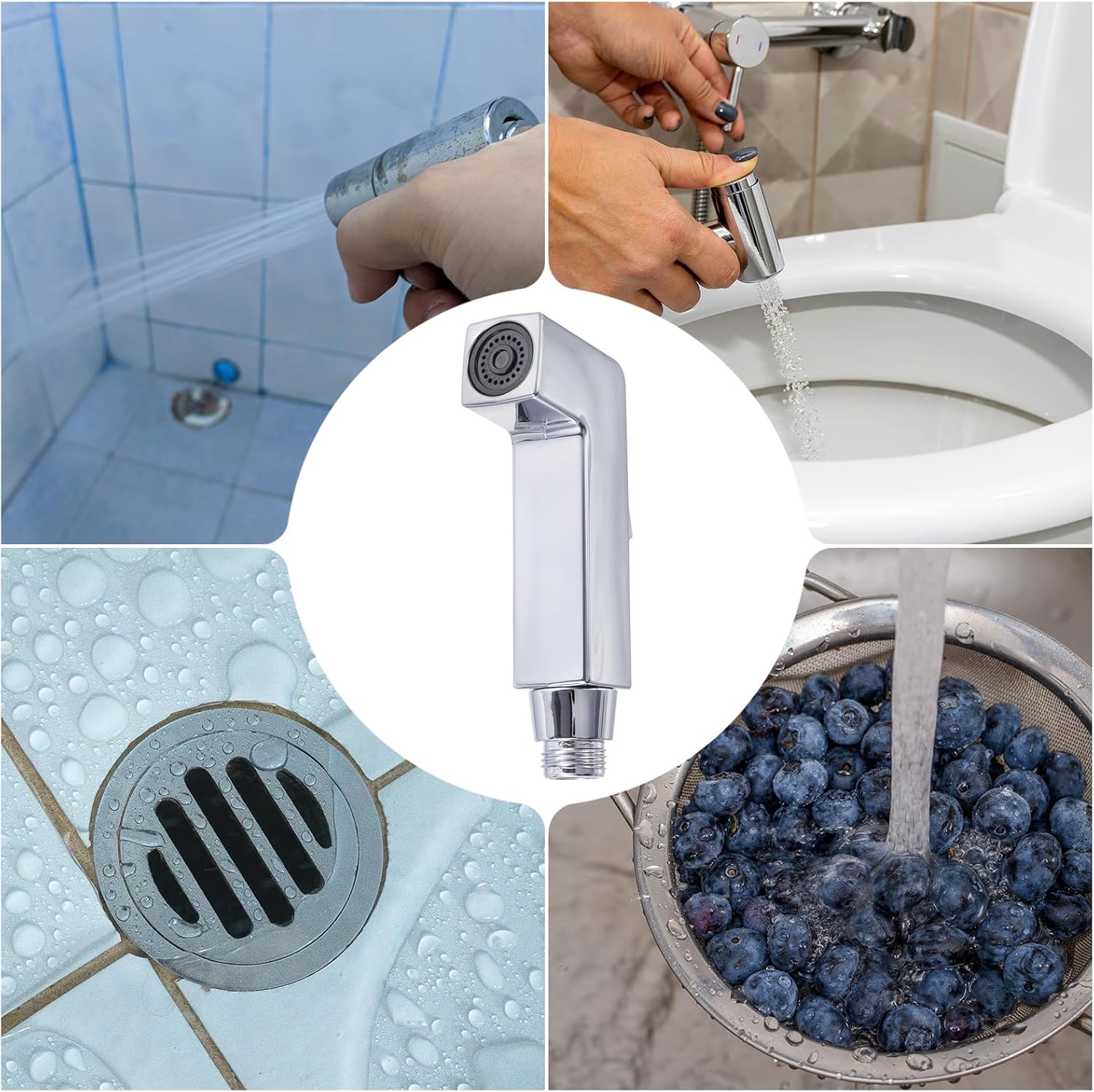 uxcell Bidet Sprayer, Pressurized Handheld Bidet Sprayer for Toilet, Jet Spray Bidet Attachment Bidet Toilet Sprayer Head for Kitchen Bathroom Toilet Flushing Washing, 7 Shape, Silver