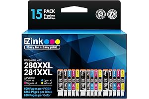 15-Pack Compatible PGI-280XXL CLI-281XXL High Yield Ink Cartridges for Canon Pixma TR7520...