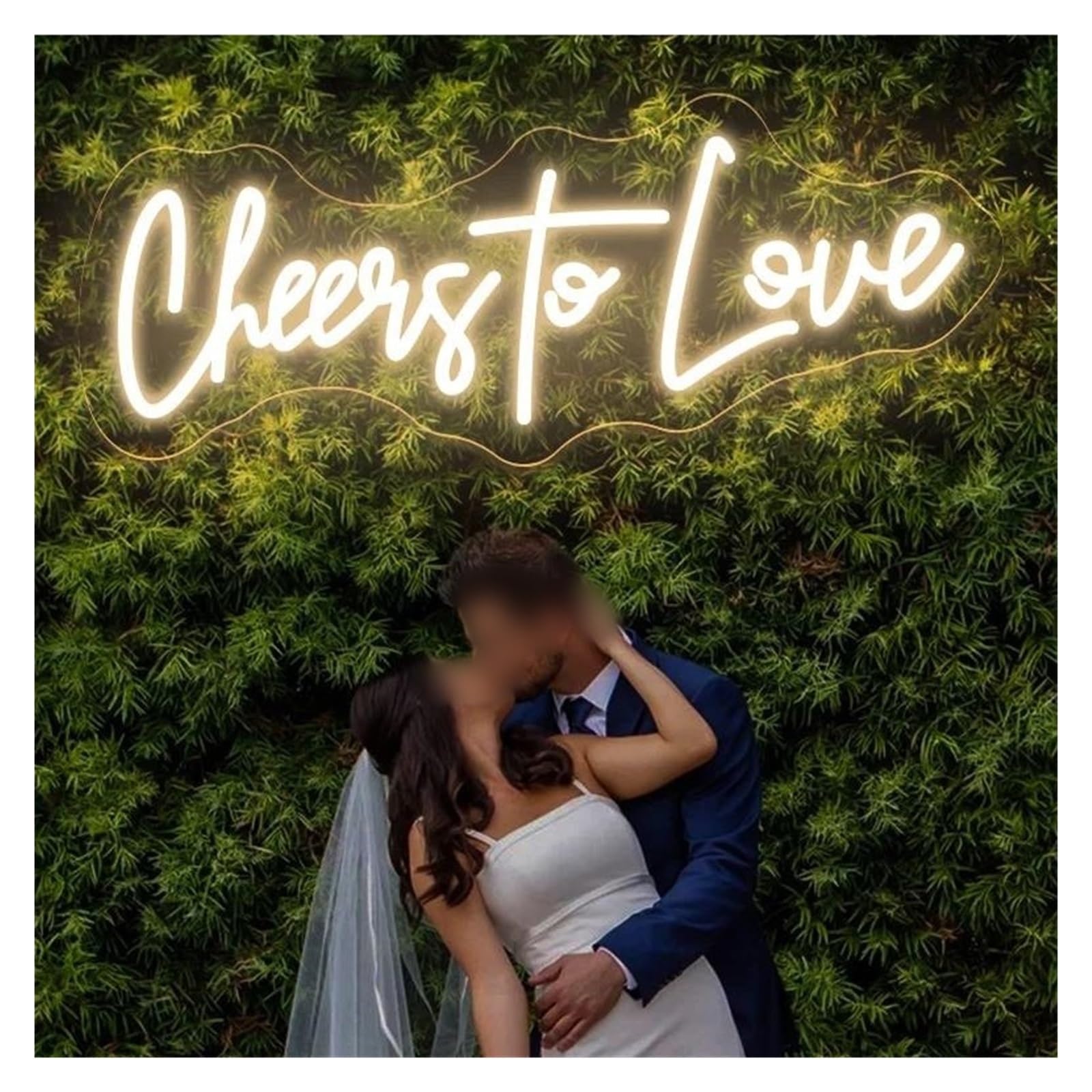 SHOUXI Sign Lamp Cheers to Love Neon Sign for Engagement Birthday Wedding Party Bedroom Room Decor USB Powered Brightness Adjustable Light 50cmx20cm