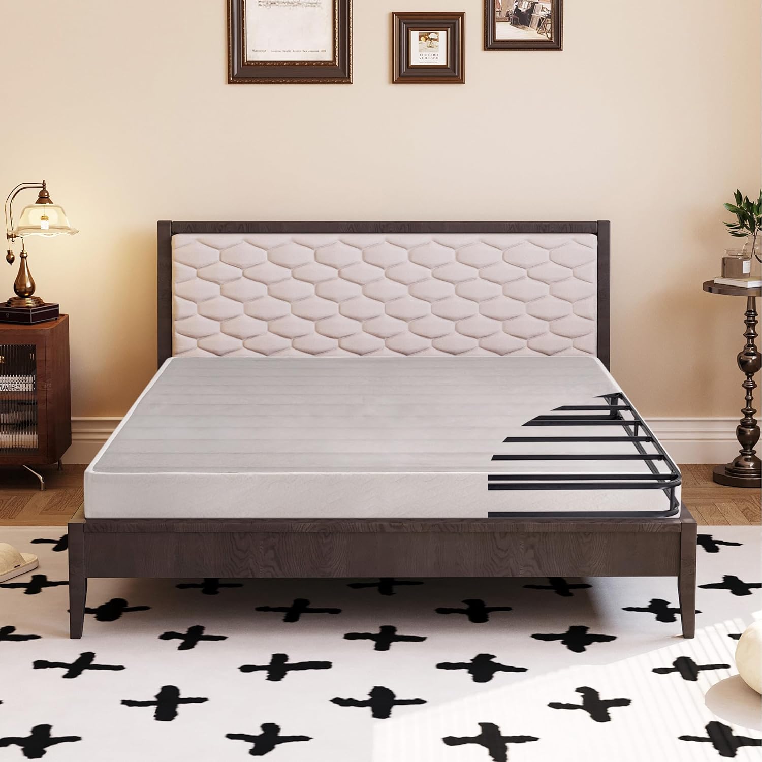 CH CHARME HOUSE 5 Inch Full Box Spring with Cover, Easy Assembly, Tool-Free, Strong Metal Frame