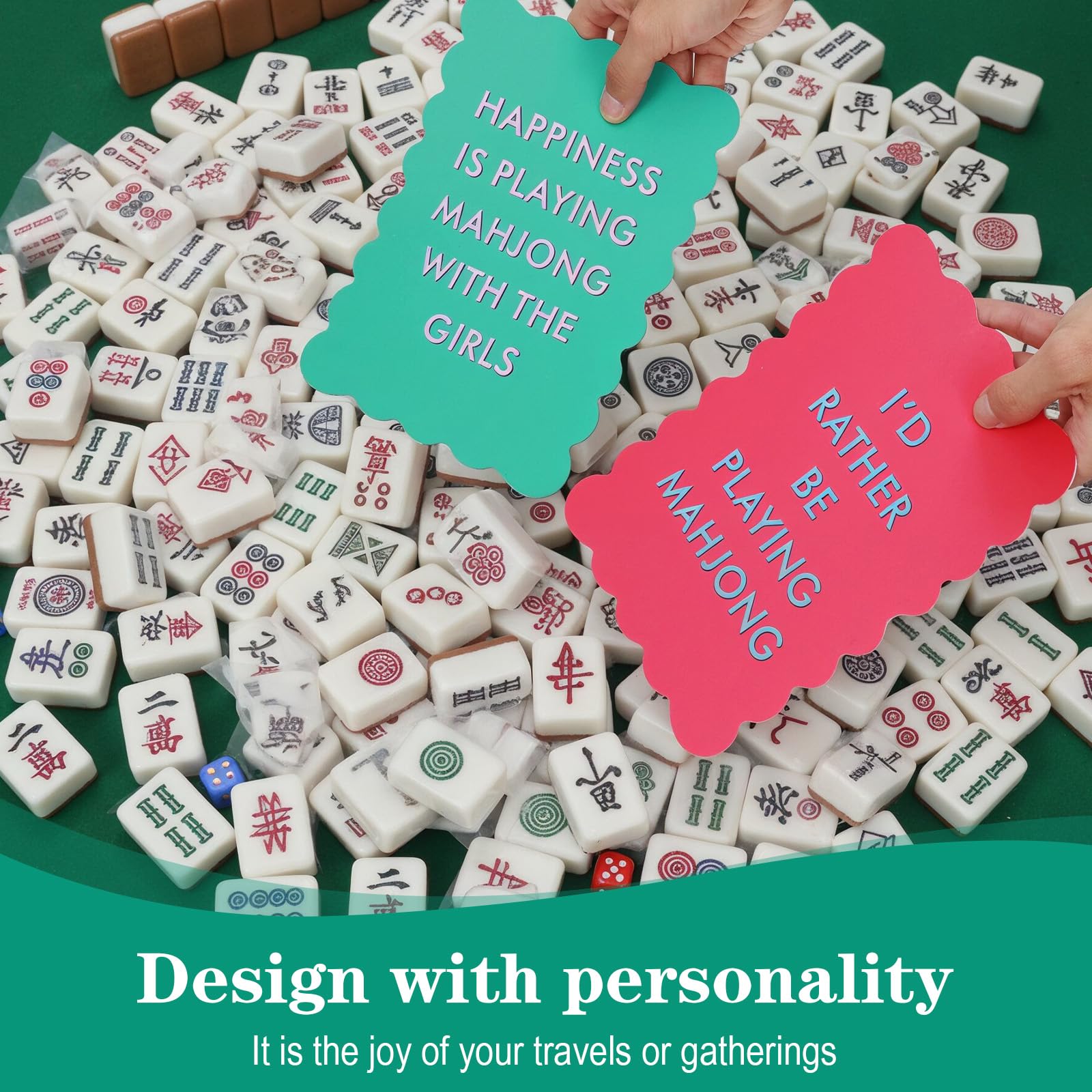 4 Carte Mescolatrici Per Mahjong Maitys Con Frasi Divertenti - Colorate, In PVC Spesso, Con Bordi Ondulati, 17x13 Cm, Accessori Regalo Per Appassionati - 5