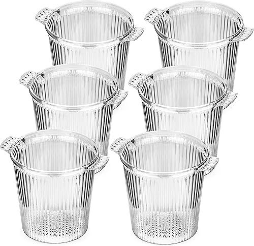 Miniatura 4 de DecorRack Paquete de 6 cubos de hielo acrílicos con asas, cubos de vino transparentes de 2.5 litros, bañeras de champán perfectas para fiestas