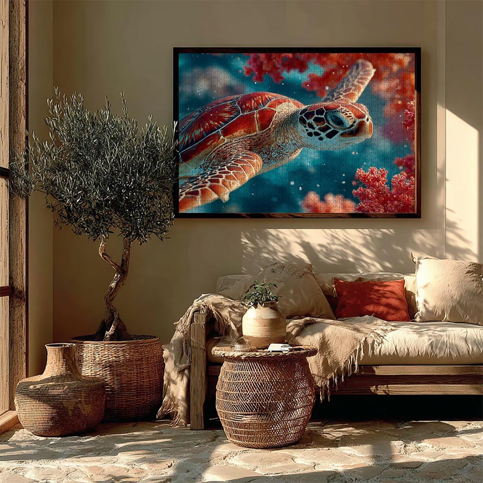 Zwierzę Drewniane Puzzle Turtle Puzzle 5000 sztuk dla dorosłych z kompaktowym pudełkiem 156 x 105 cm, wymagające puzzle, DIY kreatywne gry logiczne dla mężczyzn kobiet, dekoracja na lato prezent, U