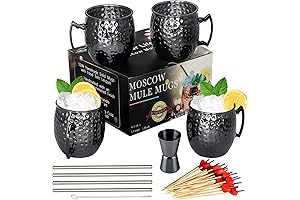 Moscow Mule Mugs- Set of 4 Black Gunmetal Stainless Steel Mugs