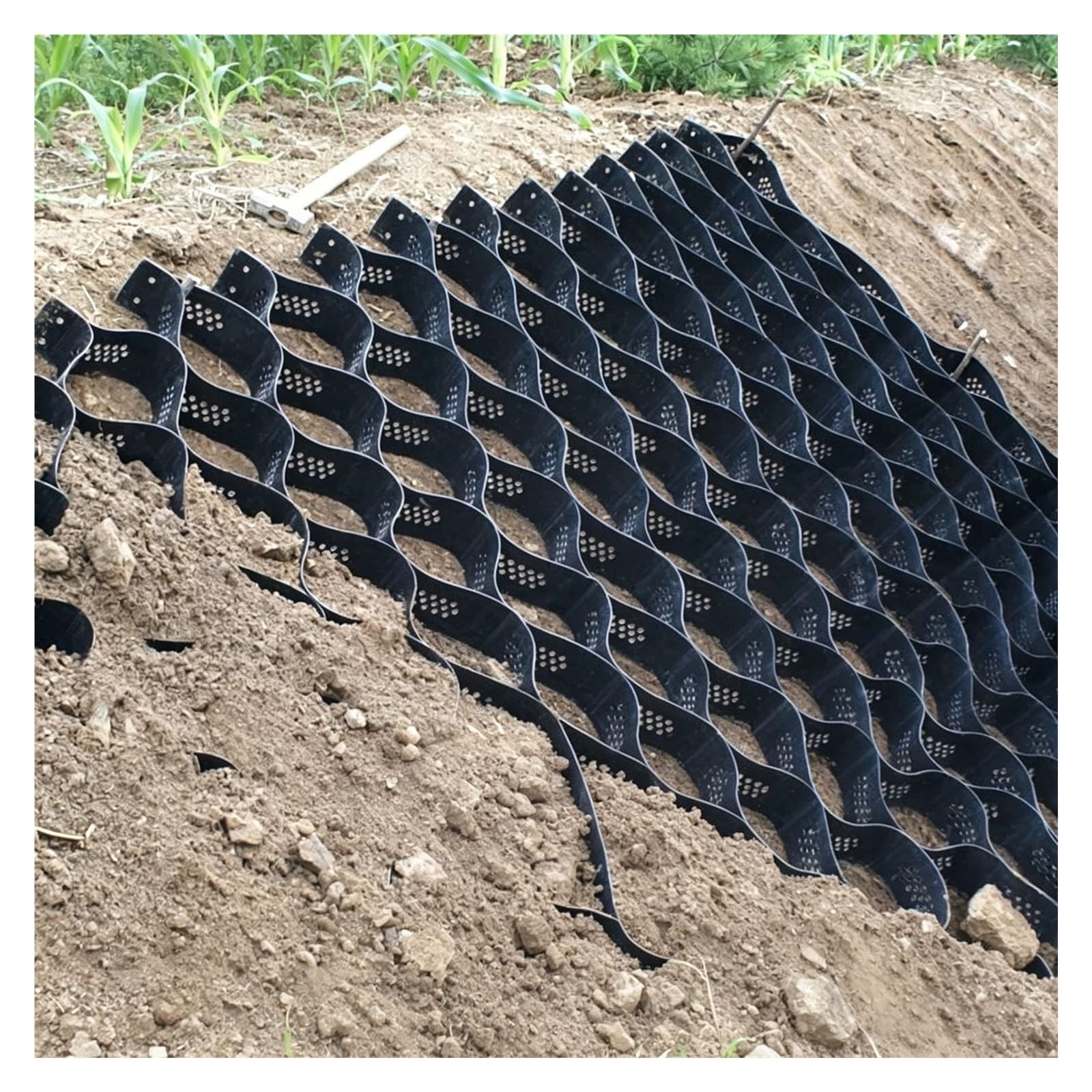 ZJKXJH Hdpe Geocell Ground Grid, Heavy Duty Cellular Confinement Grille for Slope Erosion Control, Driveway Stabilization, Riverbank Protection(2x2m/6.6x6.6ft)