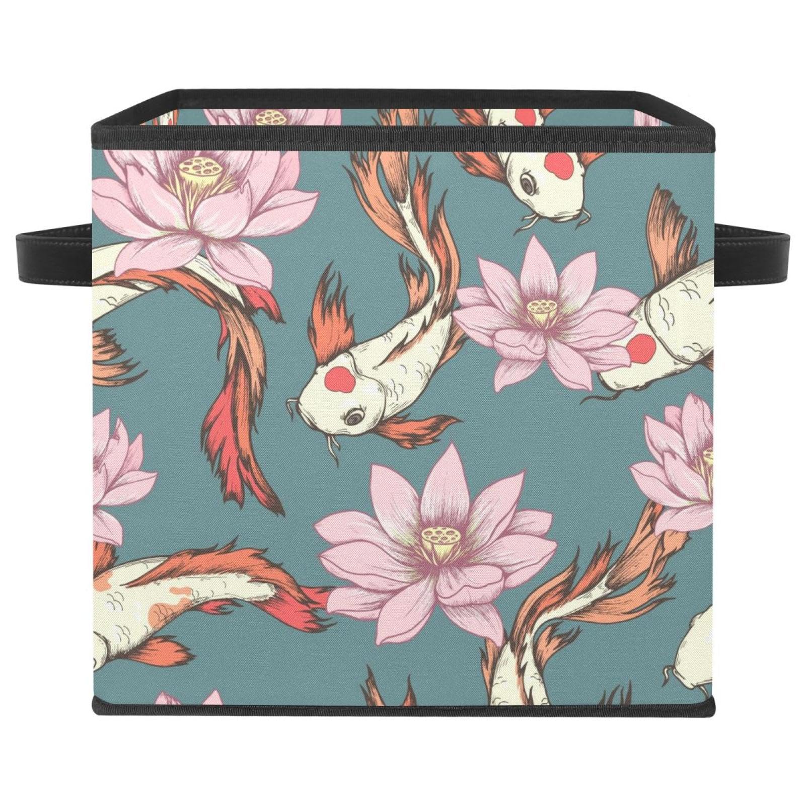 Boîte de rangement carpes koï en tissu pour chambre et jouets