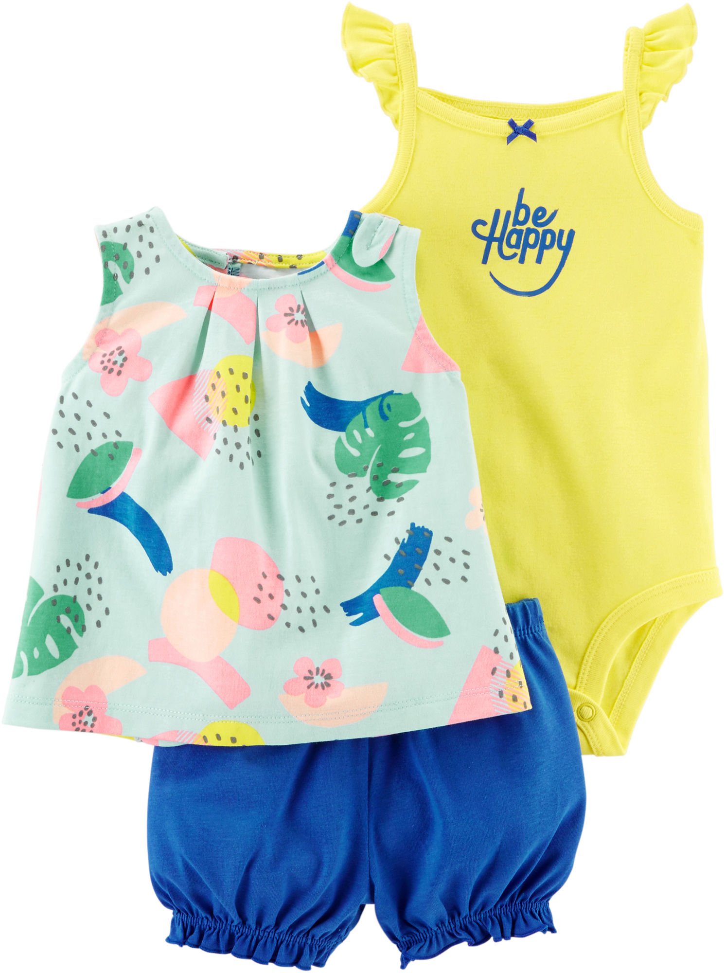 Carter's Baby Girls' Diaper Cover Sets (Tropical/Be Happy, 6 Months)