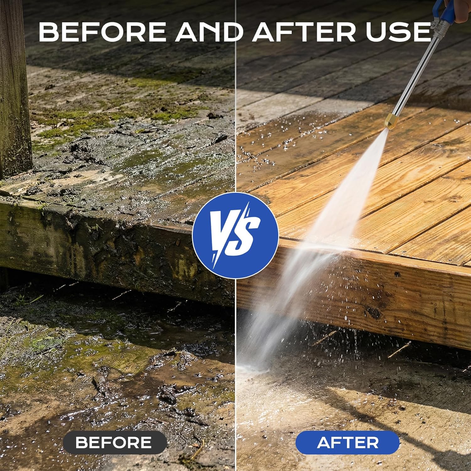 2-in-1 Jet Nozzle Power Washer for Garden, Upgraded high pressure hose nozzle tools with 2 Different Nozzles and Hose Quick Connectors (2 in 1)