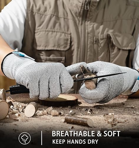 Miniatura 4 de JDL Guantes protectores grises XL, resistentes a los cortes, aptos para pantalla táctil, 100% seguros para alimentos, cómodos y duraderos