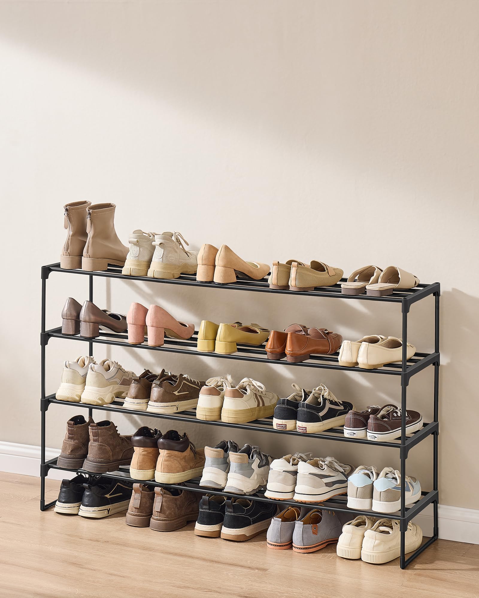 4-laags Schoenenrek 60x28x71cm voor 12 paar schoenen,Schoenenrek in staal et niet geweven