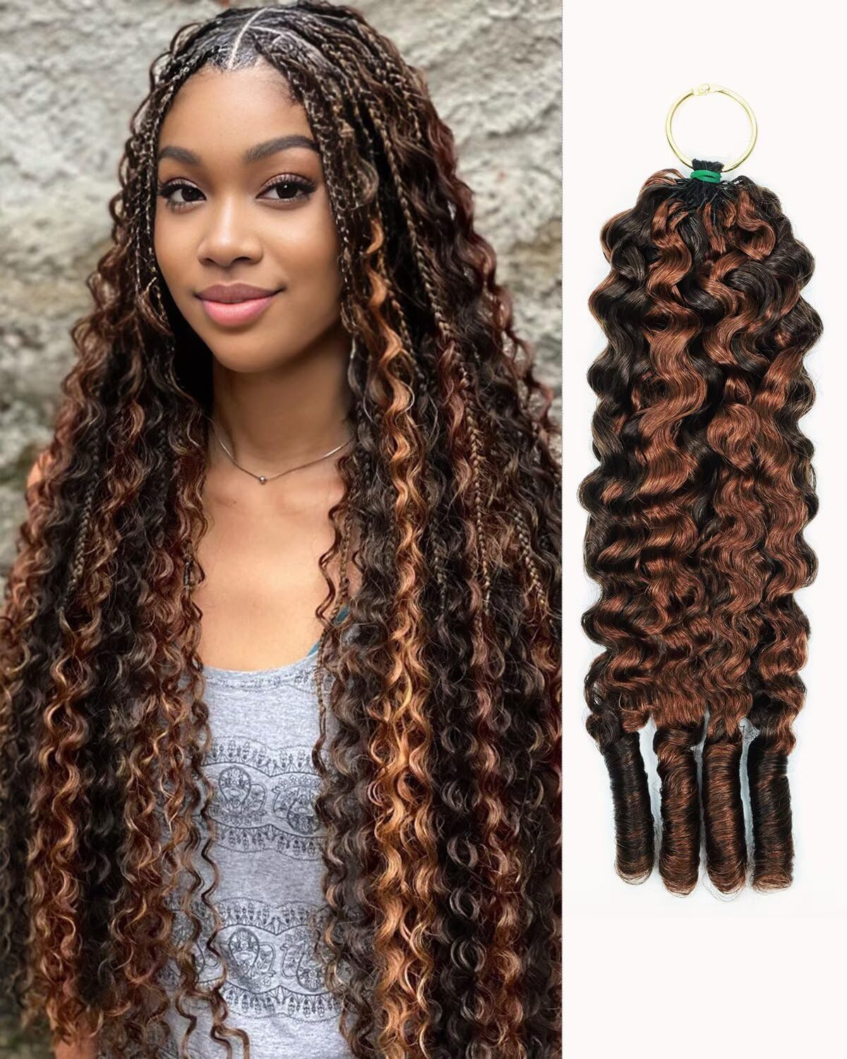 P4/30 Auburn-Chocolate Brown 14 Inch Human Crochet Hair for Black Women Feather Crochet Extensions 55g 40 Strands Resusable Miracle Look Hair Bundles Soft Lightweight Small Knots Burmese Curly