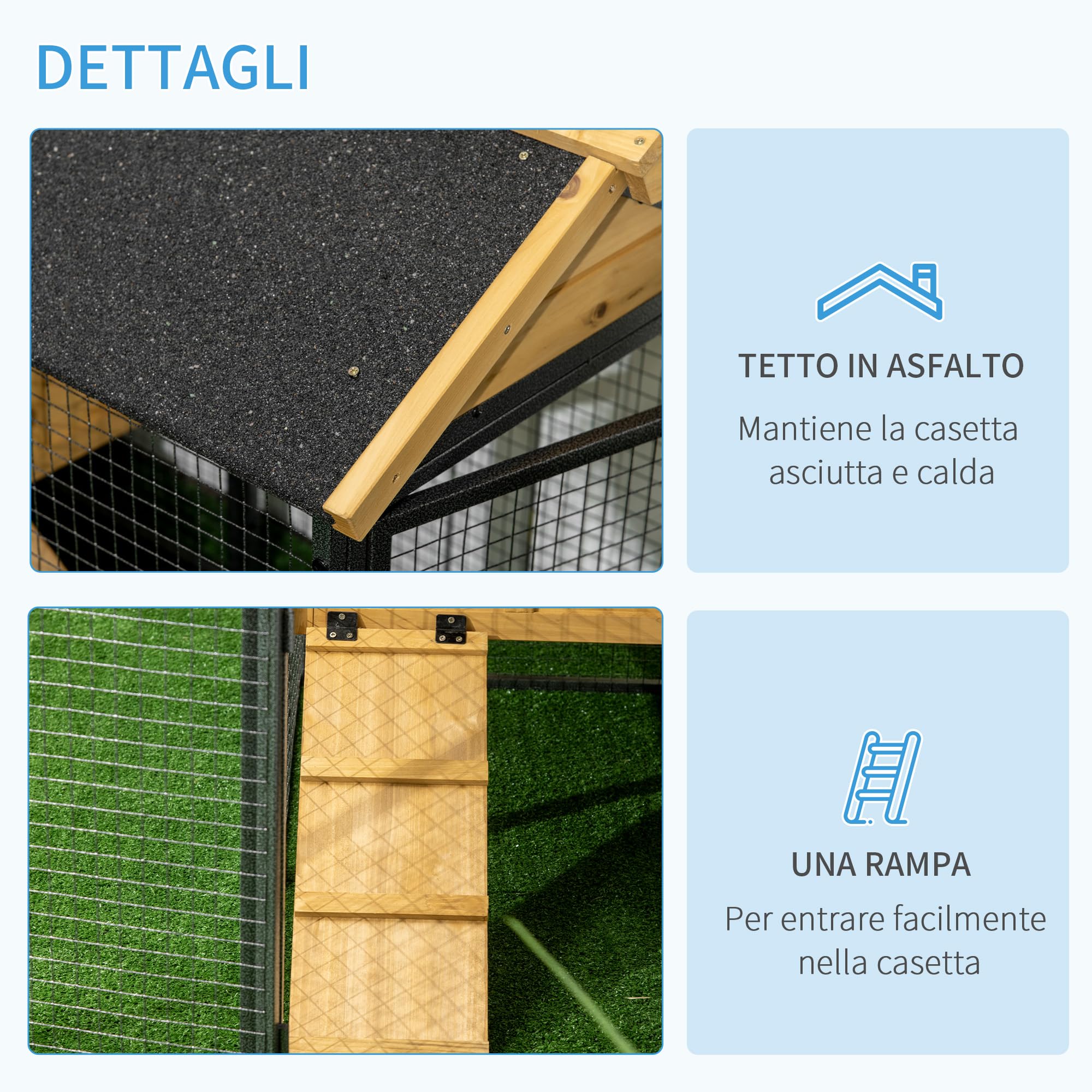 PawHut Conigliera Legno di Abete 2 Livelli 120x55.5x80 cm Gialla e Nera | Acciaio, Gabbia per Conigli, Vassoio Rimovibile, Area di Corsa