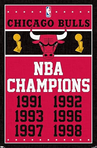 Miniatura 10 de Trends International NBA Chicago Bulls - Póster de pared Champions 13, 22.375 x 34 pulgadas, versión enmarcada negra