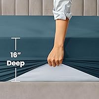 Vista 3 de LUX Décor Sábana bajera tamaño Queen – Sábanas de microfibra elástica de 360 grados fáciles de ajustar, bolsillo profundo de 16 pulgadas, resistente