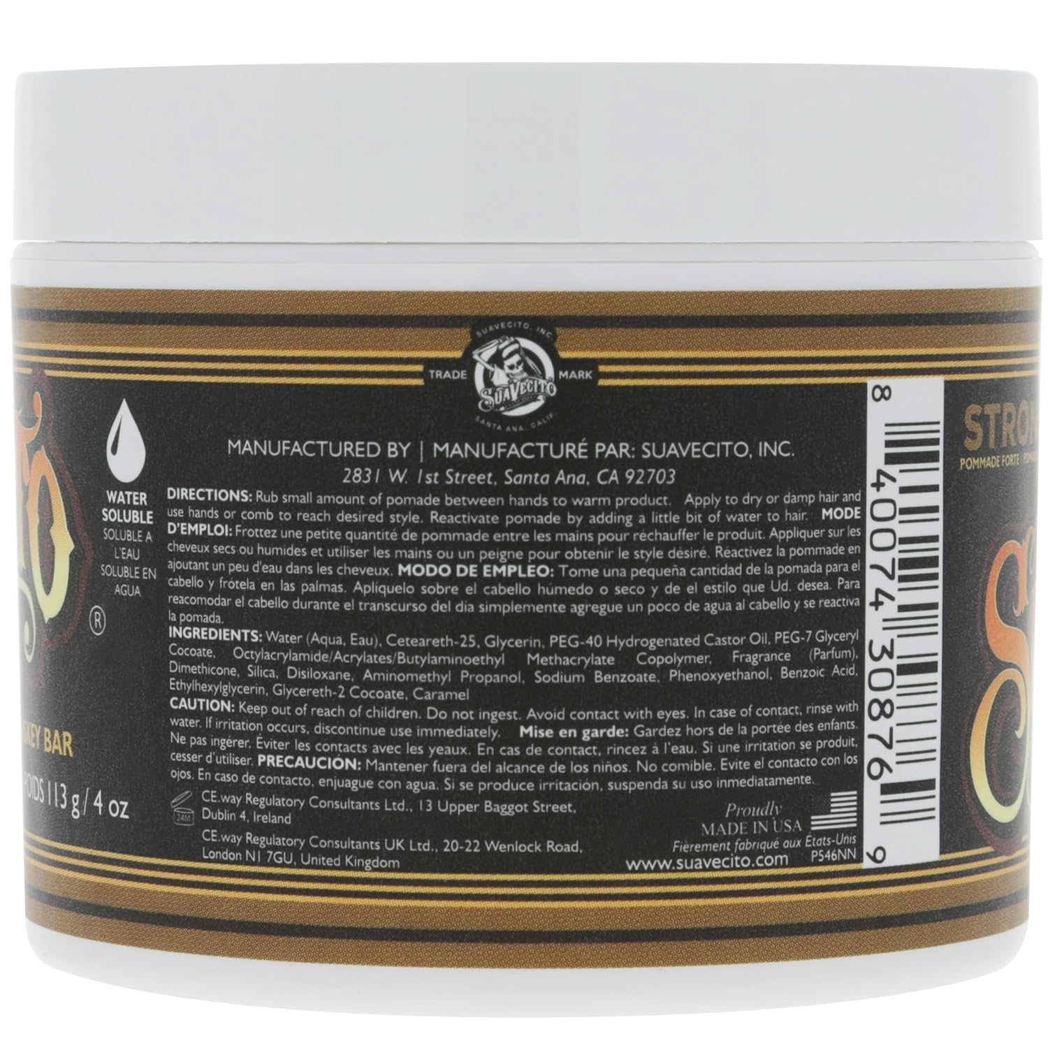 Suavecito Pomade Firme (Strong) Hold Whiskey Bar Scent 4 oz - Pomade For Men - Medium Shine Water Based Wax Like Flake Free Hair Gel - Easy To Wash Out - All Day Hold For All Hair Styles - Image 2