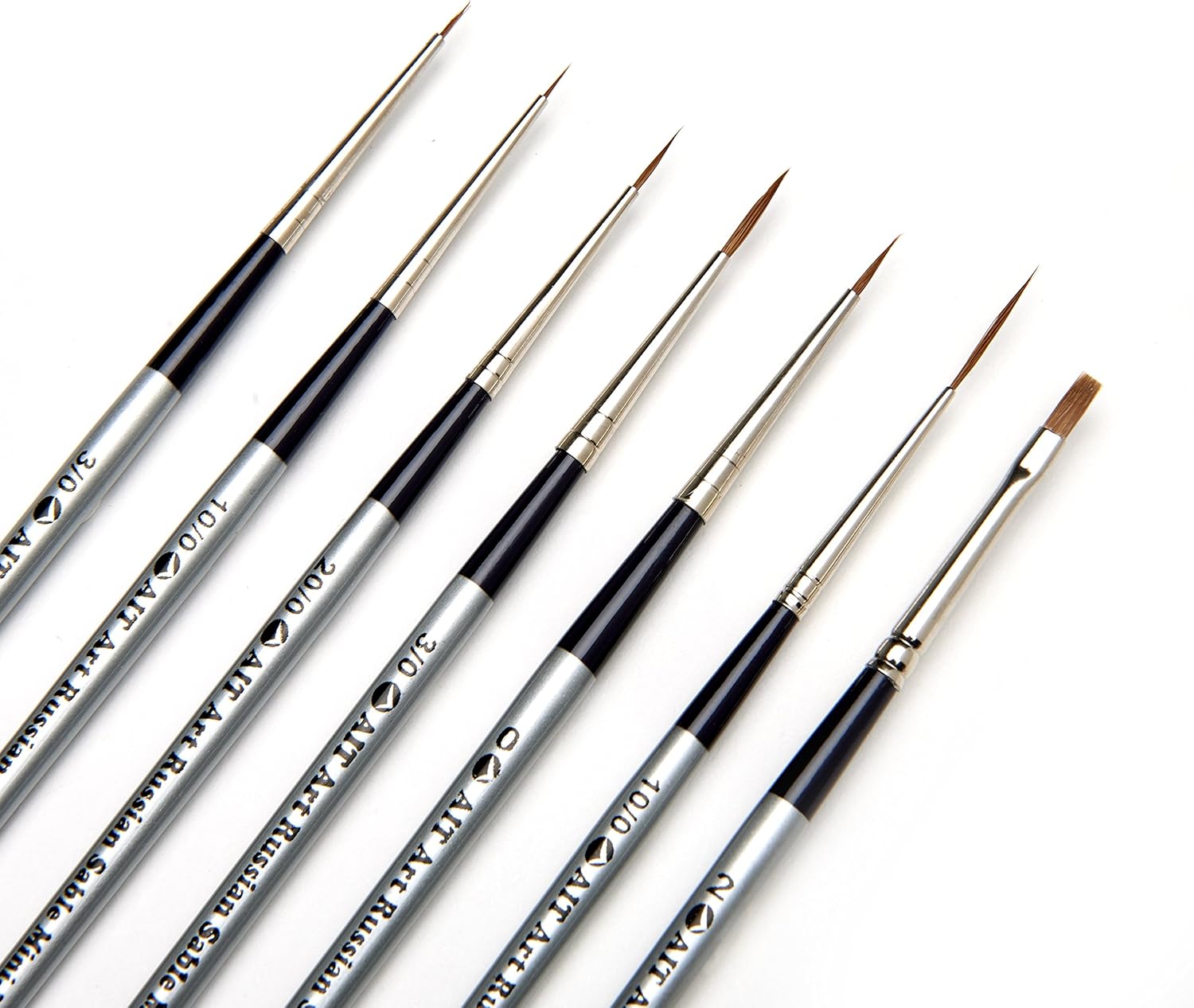 AIT Art Select Red Sable Detail Brush Set, 7 Pure Russian Sable Paint Brushes, Handmade in Germany for Crafting Exquisite Details Using Oil, Acrylic, or Watercolors