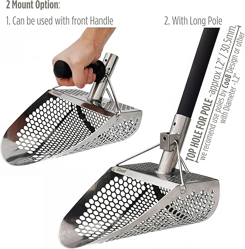 Miniatura 7 de CooB Upgraded Sand Scoop Metal Detector Hex-710. Beach Sand Scoop Metal Detecting Hunting Tool. Stainless Steel 1.5mm, Mixed Hexahedron Holes