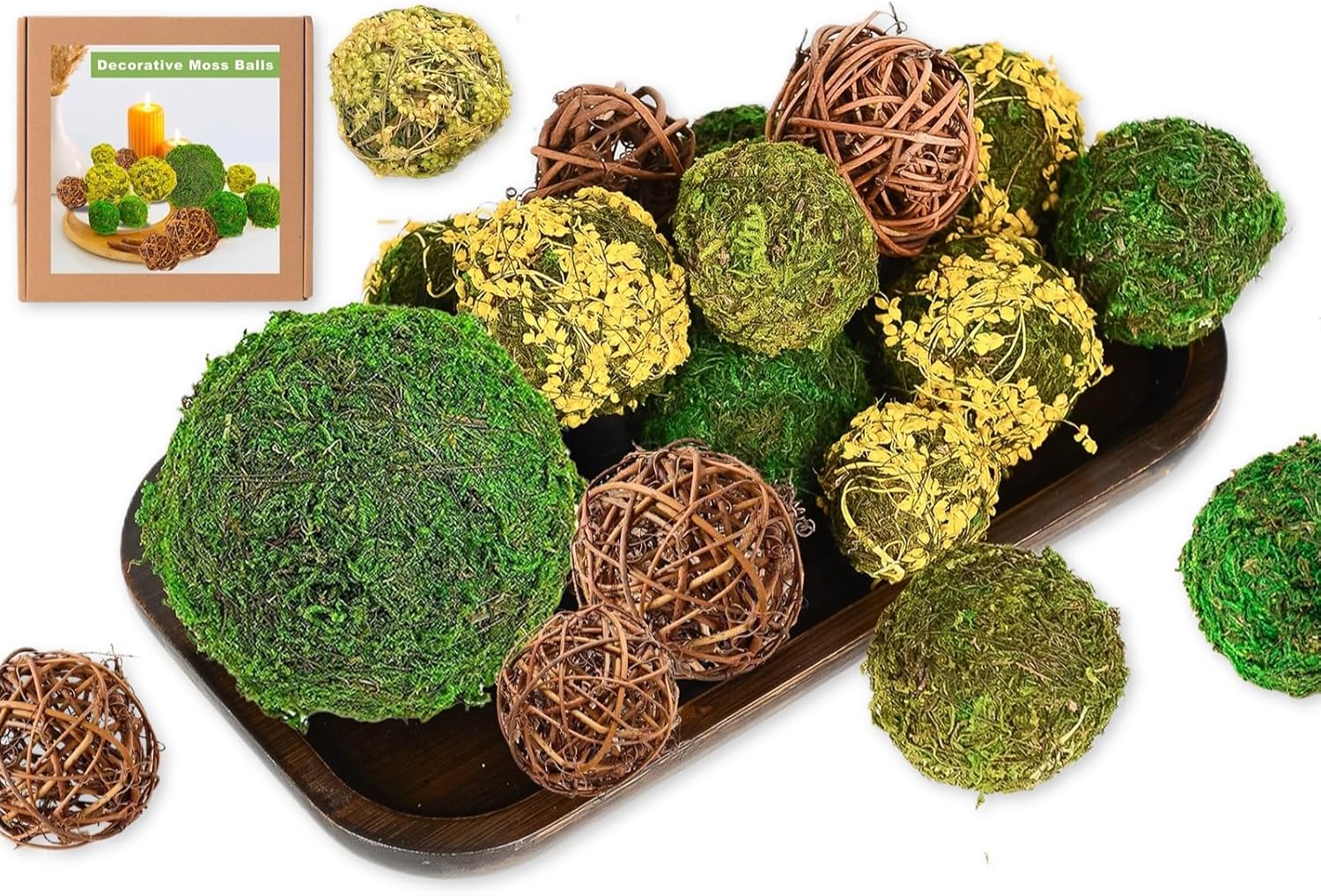21Pcs Real Dried Moss Balls Set 100 Natural Moss