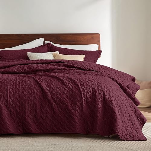 Vista 163 de Bedsure Colchas de tamaño Queen – Colchas ligeras tamaño Queen con patrón de tejido de canasta, ropa de cama suave, edredón de rosa polvorienta