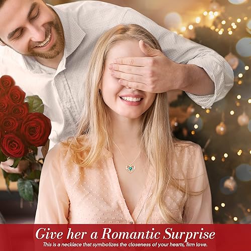 Miniatura 2 de CDE Collares de piedra natal para mujeres y niñas plata de ley 925 con colgante de corazón de amor eterno collar con circonita cúbica regalo de