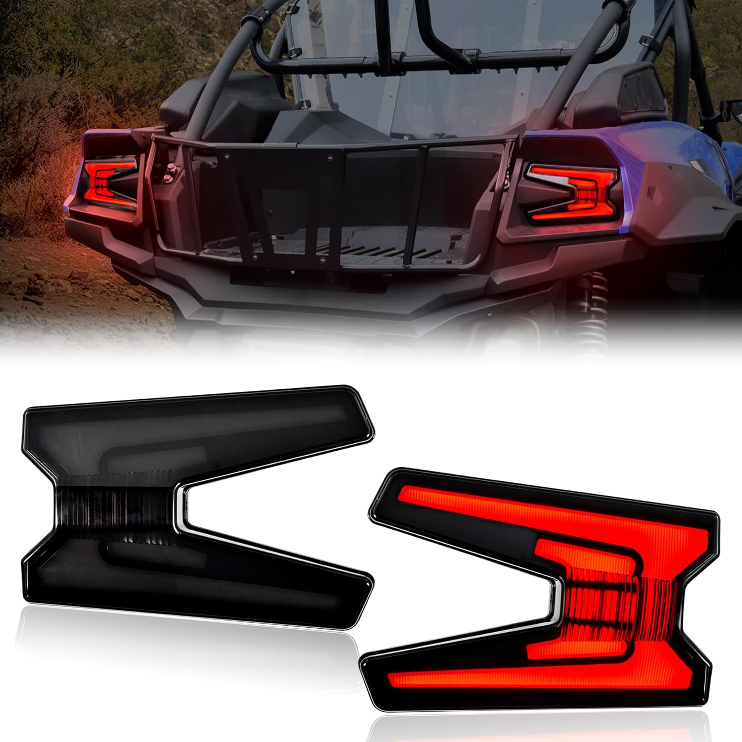 SAUTVS LED Taillights for Teryx KRX 1000, Smoked Black Tail Lights Rear Lamps for Kawasaki Teryx KRX KRX4 1000 2020-2025 Accessories (2PCS, Replace #23024-0005)