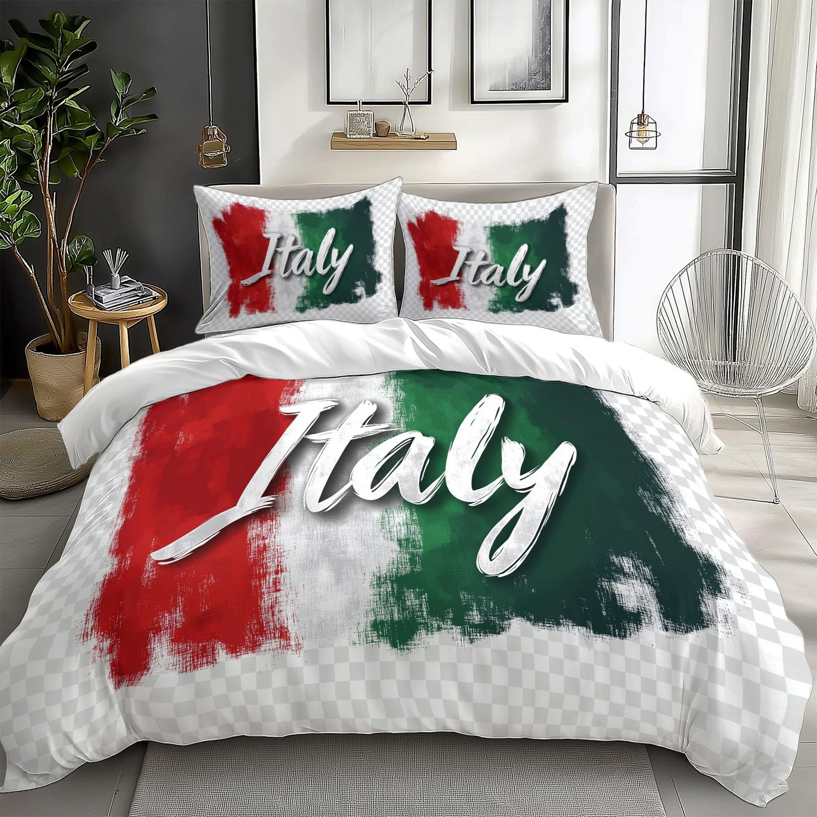 Parure de lit 90x190 cm drapeau italien CozyRest pour une chambre pleine de caractère