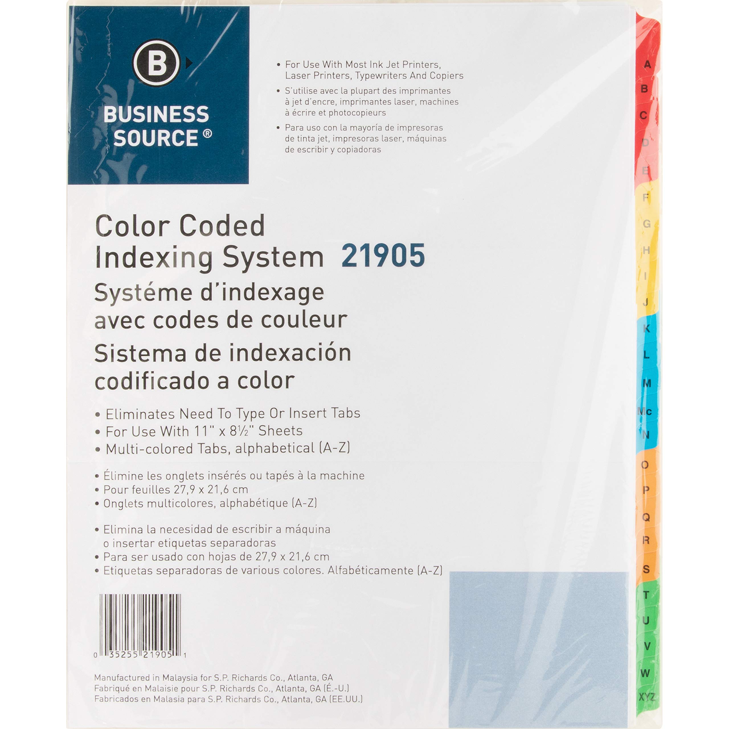 Index Dividers,w/Table Of Contents,Punched,A-Z,Multi, Sold as 1 Set