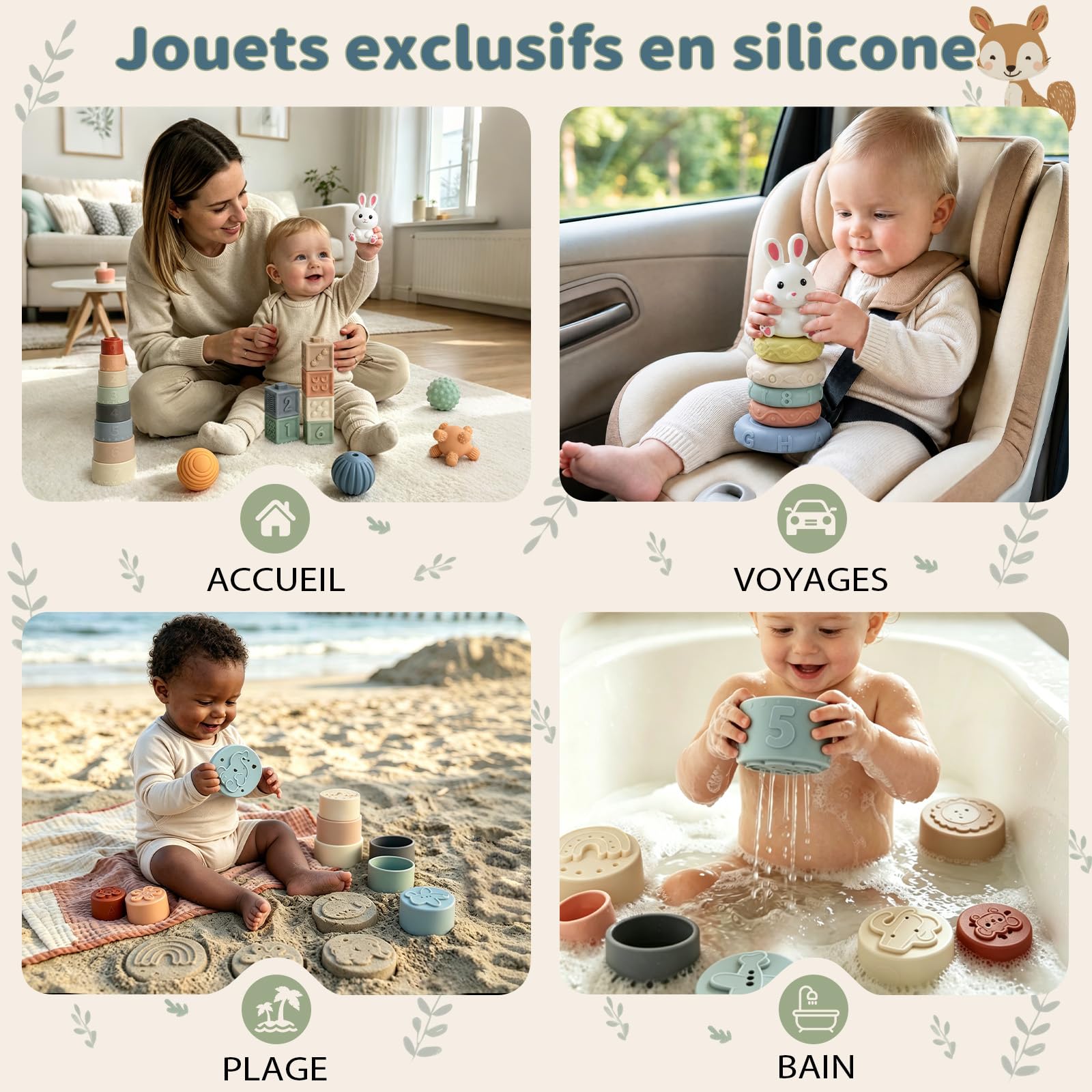 Anook Jouet Bebe 6 Mois, Jeux d’Éveil Bebe 6-12 Mois,6 en 1 Jeux Montessori | Jeux Sensoriel Bebe avec Jouets à Empiler,Boîte à Mouchoirs,Trieur de Formes,Balles Sensorielle Bebe, Cadeau Bébé 6-12 Mois