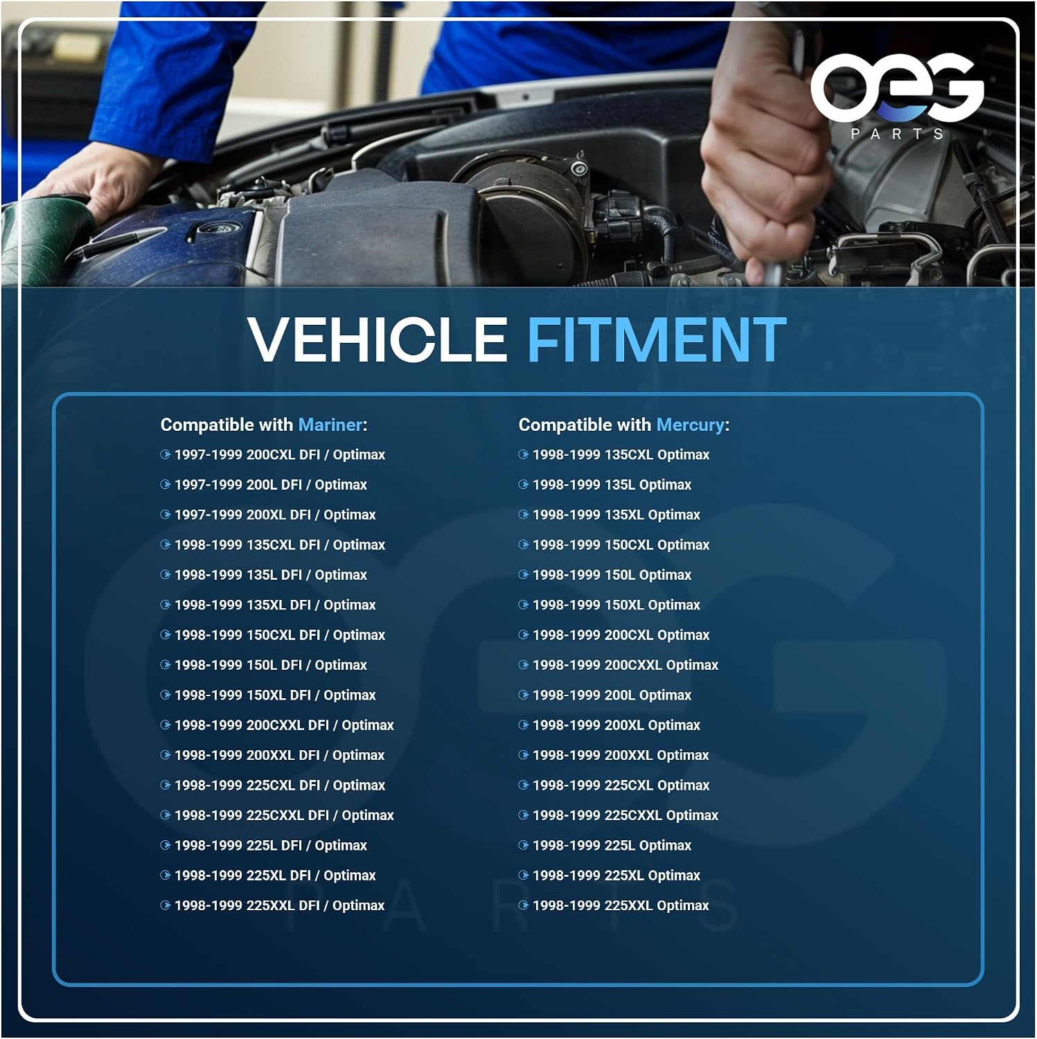 OEG Parts New Starter Compatible with Select 1998 1999 Mercury Mariner OPTIMAX 135HP 150HP 200HP 225HP 3.0L 50833153, 50-833153-1, 50-833153-2, 50-833153-5, 50833153T4, SAB0112, 41021048