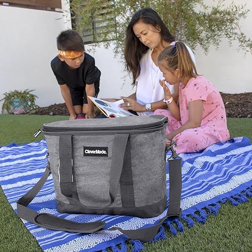 Miniatura 8 de CleverMade Leakproof Collapsible Insulated Cooler Bag, Portable Foldable Soft Side Tote Holds 183050 Cans, Lunch & Cold Beer, Use wReusable Freezer