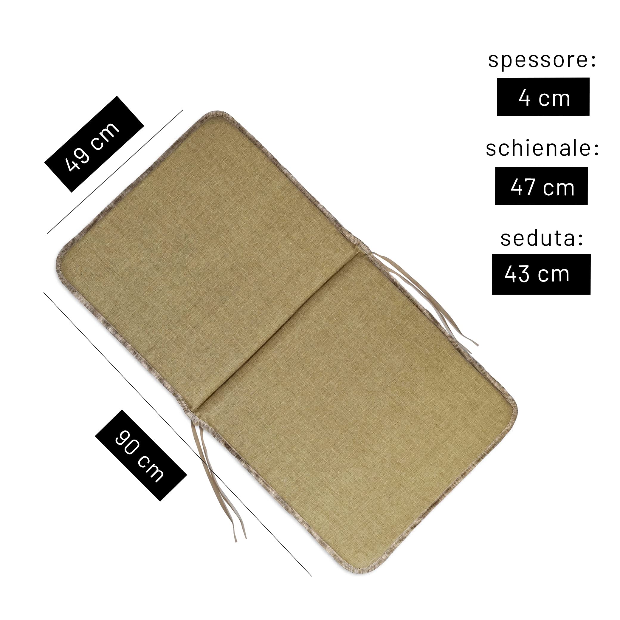 TECNOCUCI Coppia Cuscini con Schienale Basso per Sedie da Giardino - Diversi Colori Disponibili - Ideali per spazi esterni (giardini, cortili, balconi)