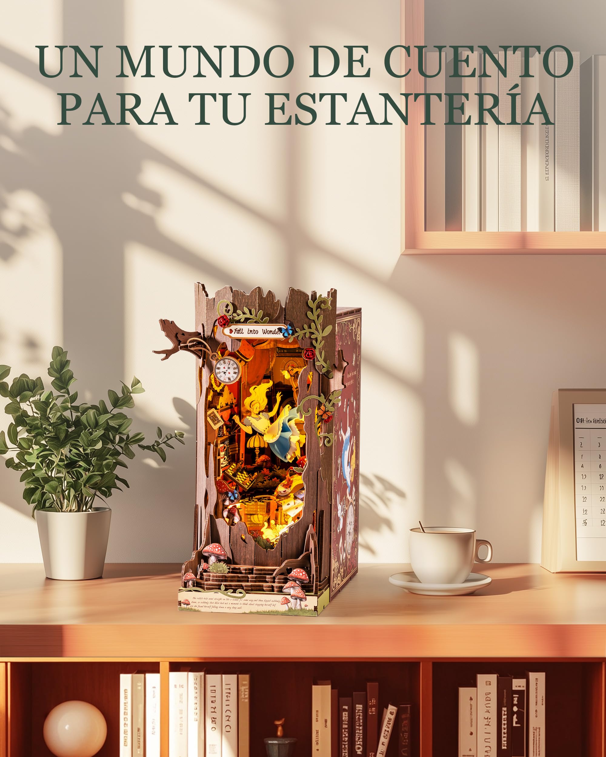 Rolife Book Nook Kit Casas Miniaturas para Montar Fall into Wonder Puzzle Madera 3D Adultos con Luces Decoracion Hogar Libro Maquetas para Construir Adultos Regalo para Profesora Madre Niños